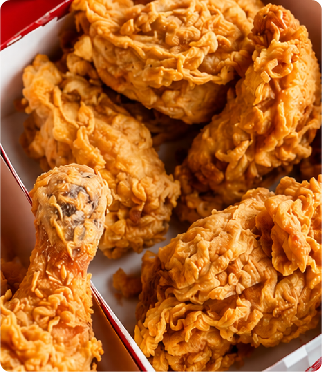 Freshly cooked chicken pieces
